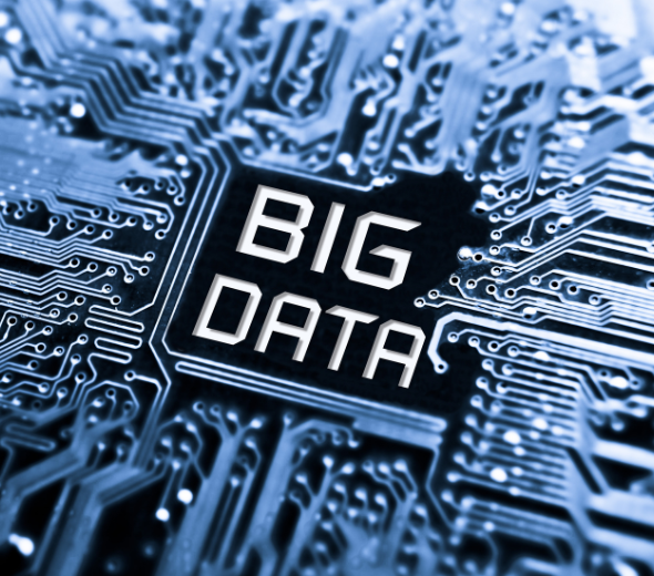 Ilustración de red tecnológica con el concepto Big Data destacando la importancia del curso Big Data & Data Science para el análisis de información empresarial.